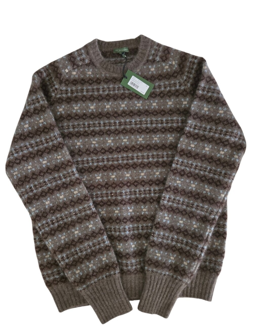 Sid Mashburn Alpine Fair Isle Cashmere Sweater - Hazelnut Multi - Size M NEW